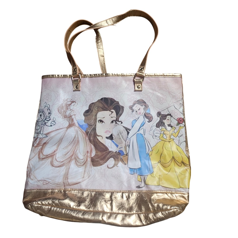 Disney Store The Art Of Belle Beauty and the Beast Metallic‎ Gold Tote Bag